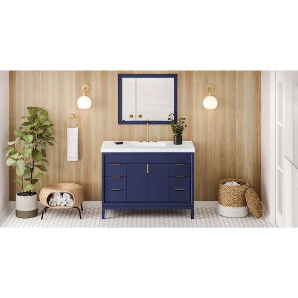 Jeffrey Alexander 48In. Hale Blue Theodora Vanity, Lavante Cultured Marble Vessel Vanity Top, Intgrtd Rctngl Bowl VKITTHE48BLLAR - main